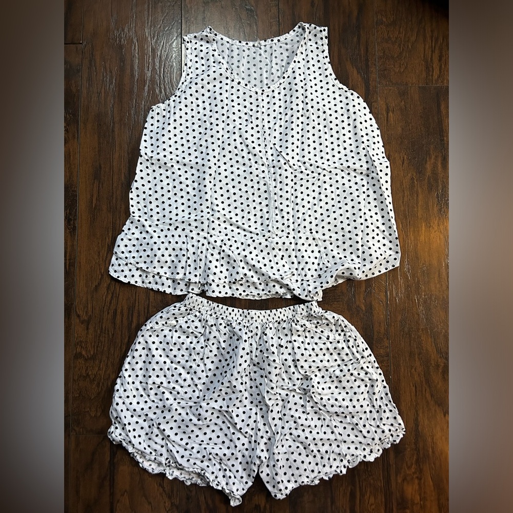 Polka Dot Sleeveless Top and Shorts Set